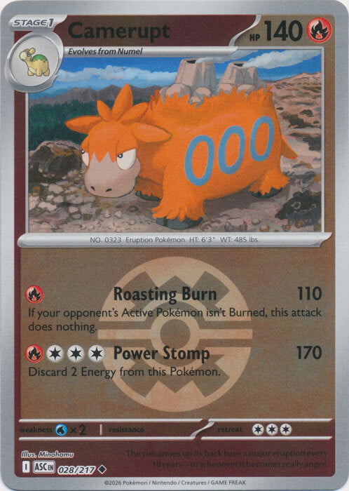 Ascended Heroes Camerupt #028/217 Pokeball Reverse Holo